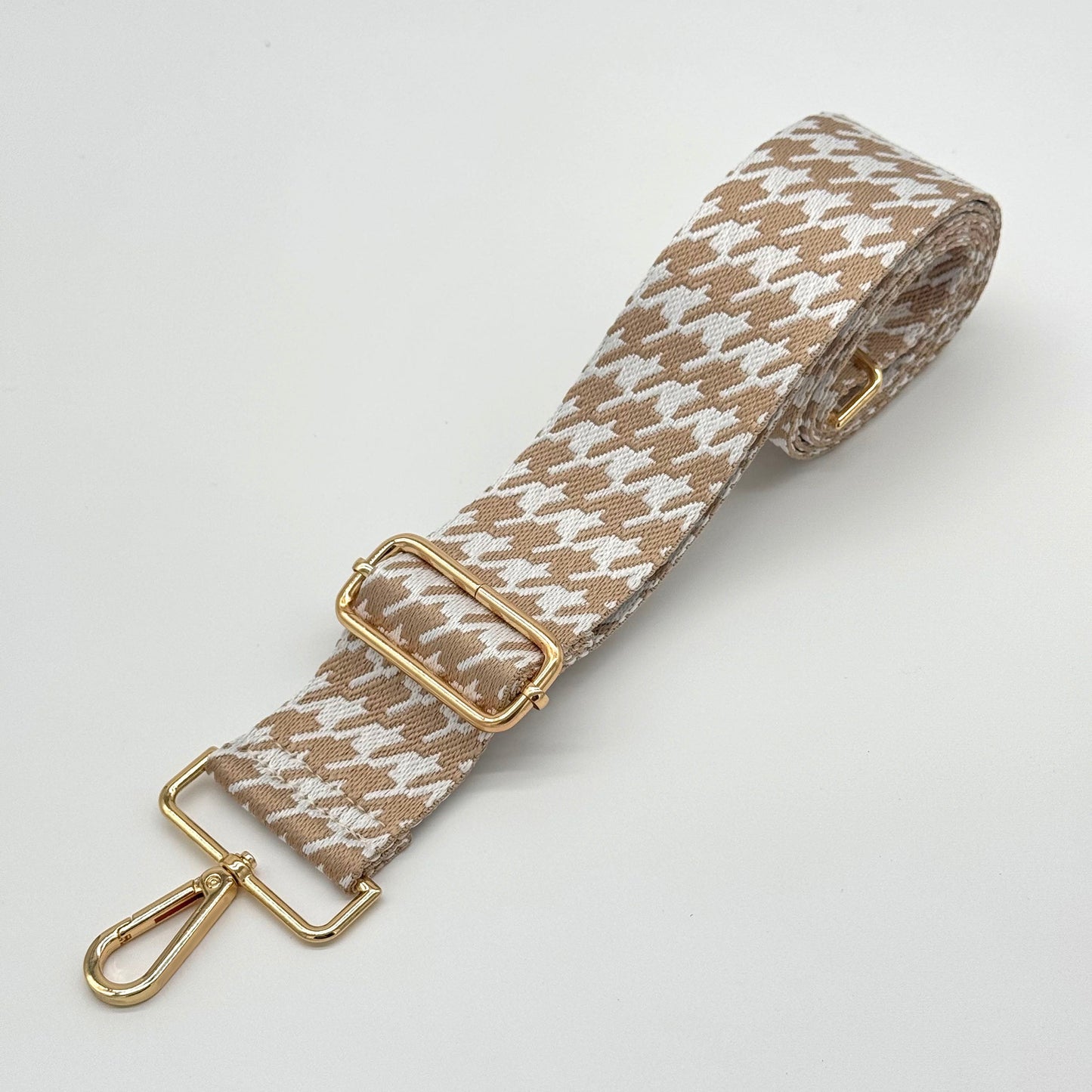 Beige Neutral Hahnentrittmuster Taschenriemen