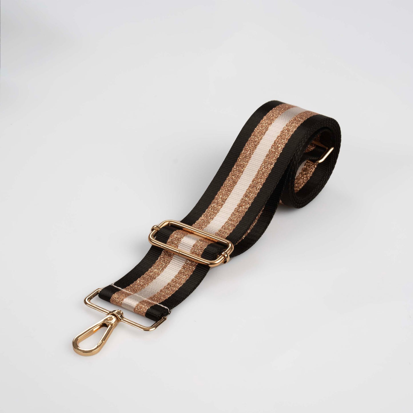 Taschenriemen mit schwarzem und goldenem Metallic-Streifen