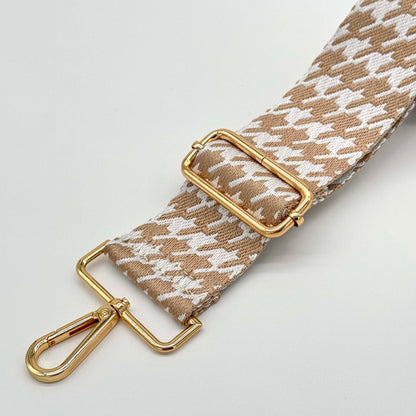 Beige Neutral Hahnentrittmuster Taschenriemen
