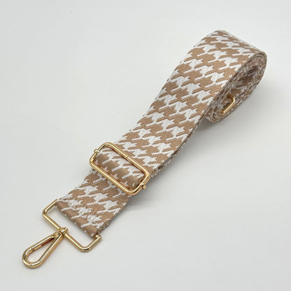 Beige Neutral Hahnentrittmuster Taschenriemen
