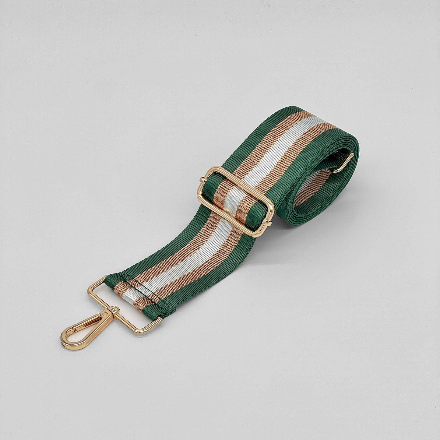 Taschenriemen mit grünen und goldenen Metallic-Streifen