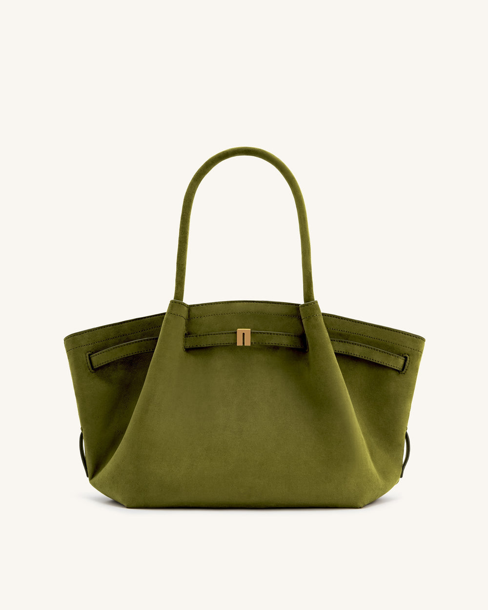 Nora Tote – Dunkeloliv (Weiches Wildleder)