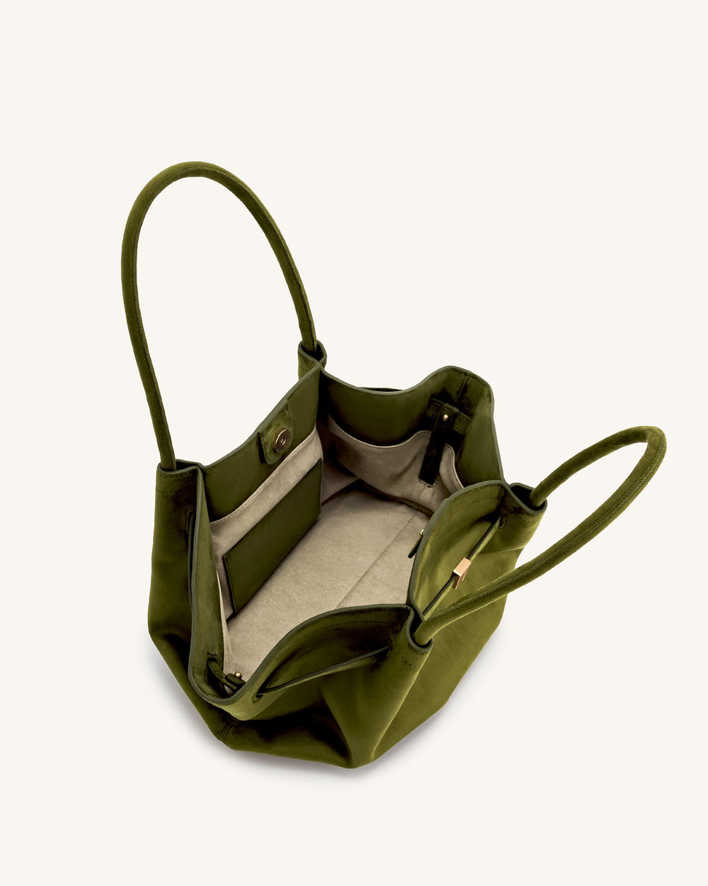 Nora Tote – Dunkeloliv (Weiches Wildleder)
