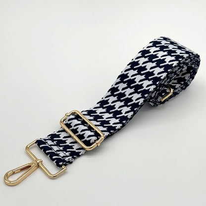 Taschenriemen aus marineblauem Hahnentrittmuster