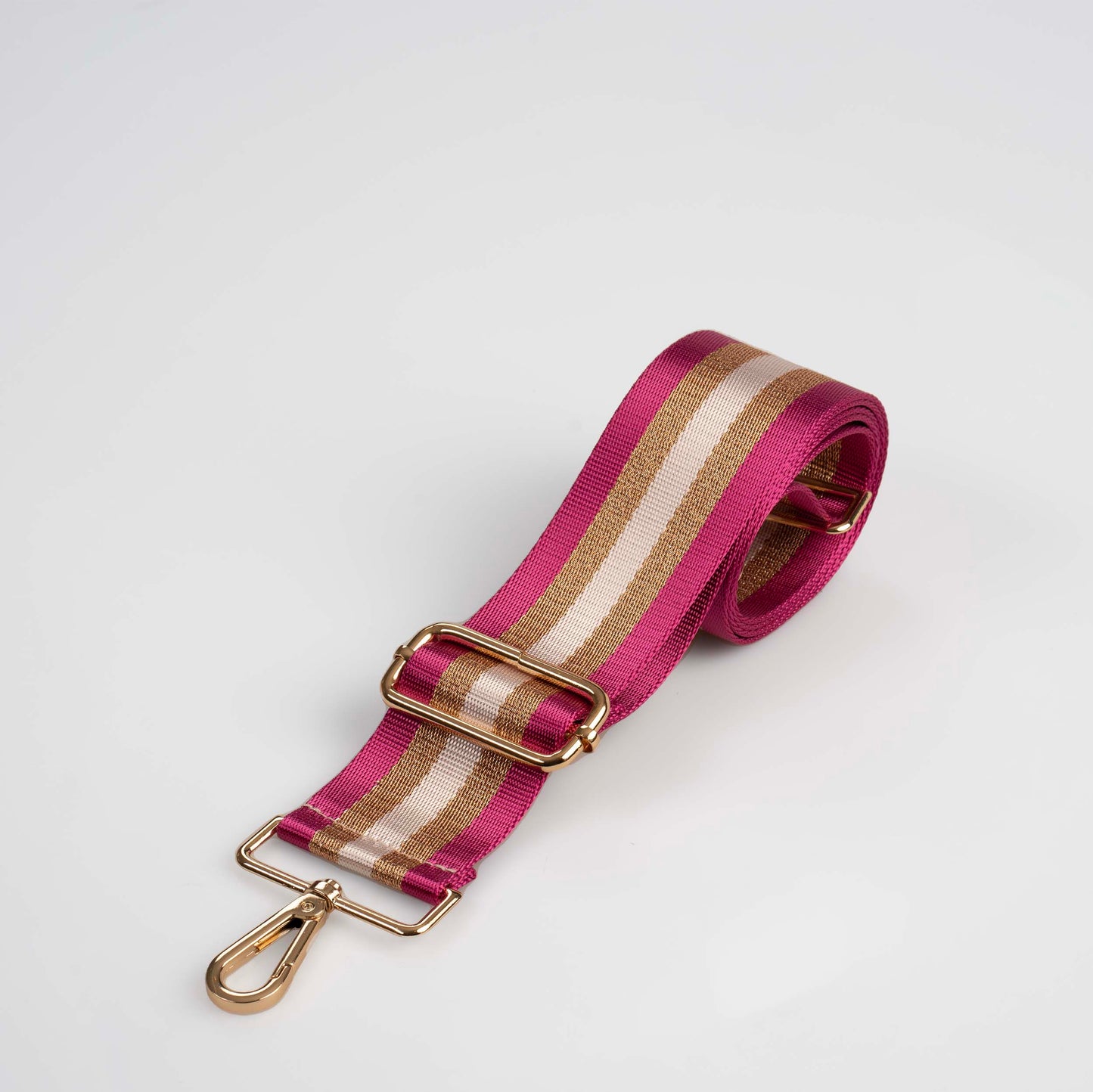 Taschenriemen mit rosa-goldenen Metallic-Streifen
