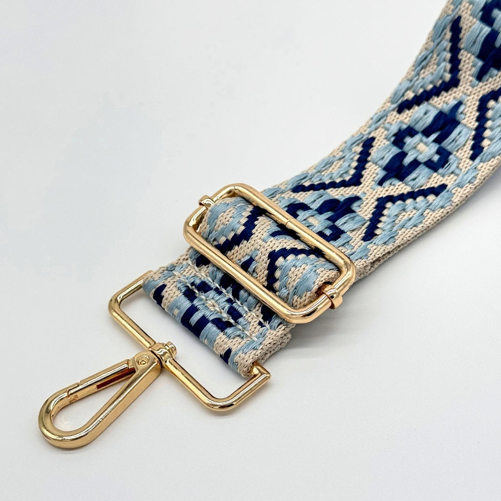 Steinfarbenes und blaues gewebtes Aztekenarmband